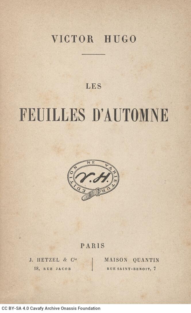 18.5 x 12 cm; 4 s.p. + 254 p. + 2 s.p., price of the book “2 francs” on its spine. L. 1 half-title page with information 